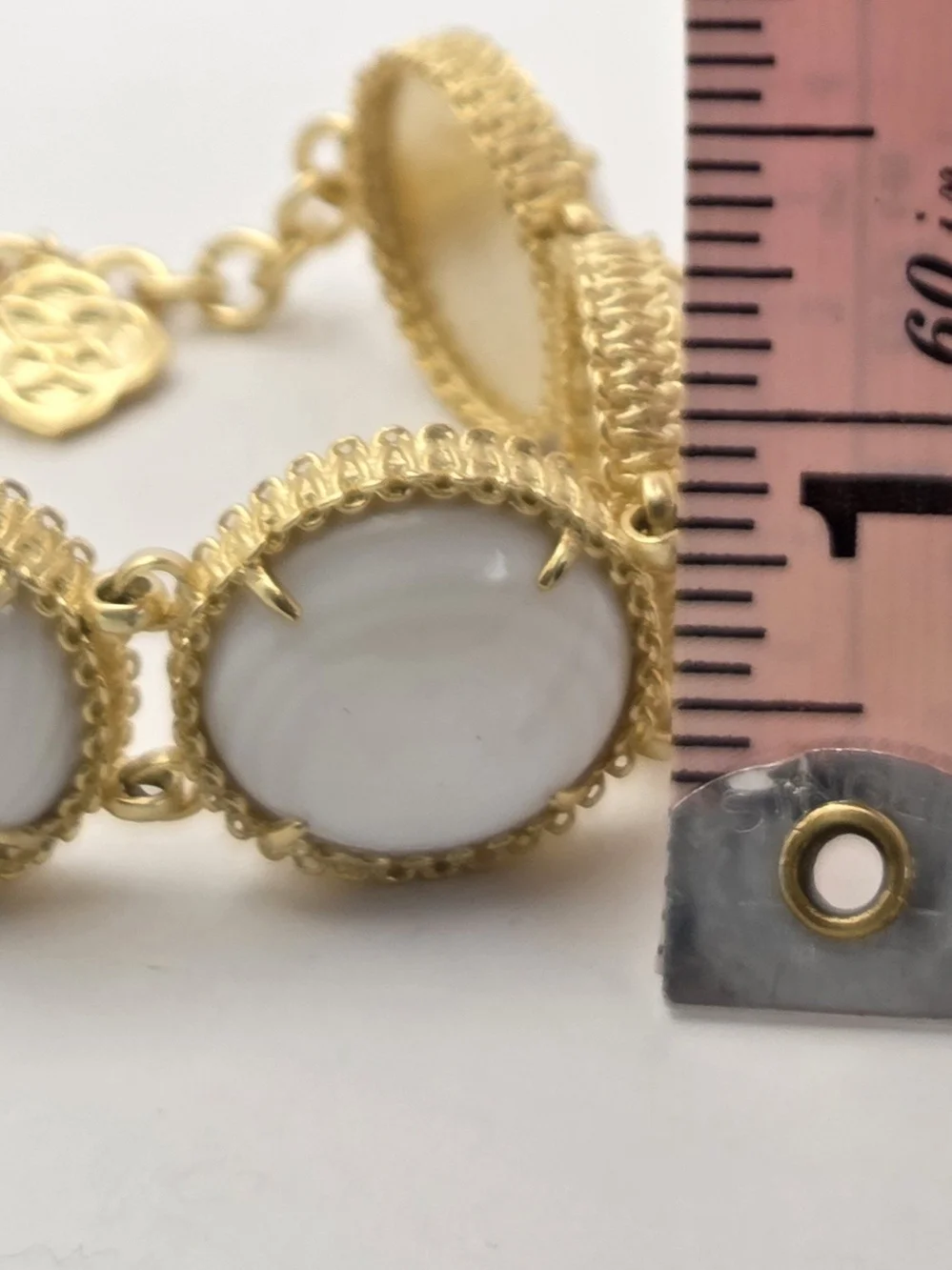 Kendra Scott Gold Tone White Banded Agate Link Bracelet